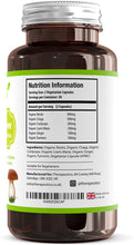 Load image into Gallery viewer, Organic Mushroom Blend | Chaga, Lions Mane, Cordyceps, Reishi, Ginger & Turmeric | 60 Veg Caps | Made in UK | Mushroom Complex | No Fillers, Additives | Vegan | New Improved Formula