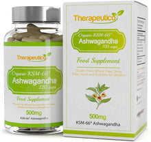 Load image into Gallery viewer, Organic KSM-66® Ashwagandha | 120 Veg Caps | 500mg | No Binders, Fillers, Additives | 4 Month Supply | Premium Quality | Made in UK | Certified Organic by Soil Association| KSM66