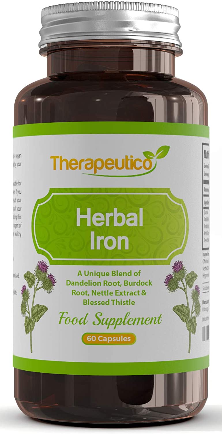 Herbal Iron | Iron Capsules Made from Herbs | 60 Vegan Capsules | Non-GMO | No Preservatives or Fillers |