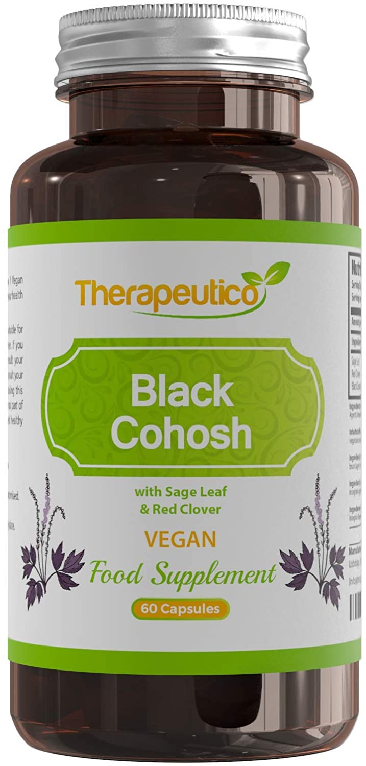 Black Cohosh Capsules | Vegan | No Preservatives | Non-GMO | Made in UK | with Sage Leaf & Red Clover |